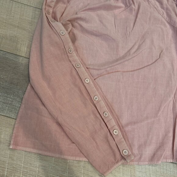 Barrymore Button Sleeve Blouse Ecru Small Dusty Rose Lightweight Cotton NEW - Picture 9 of 9